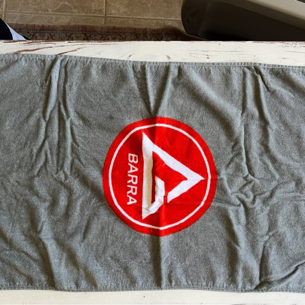 Barra Gray Hand Towel with Red Logo